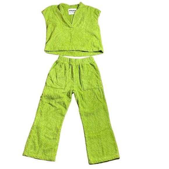 Mantra Los Angeles Green Terry Cloth Matching Top and Pant set Small - Picture 1 of 10